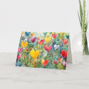 CARTE DE REMERCIEMENTS COEURS CROISSANTS TOUTE OCCASION/CARTE VIDE