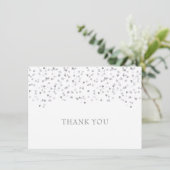 Carte De Remerciements Cœurs d'amour argent Confetti (Debout devant)