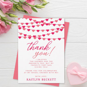 Carte De Remerciements Cœurs d'amour en ficelle pour enterrement de vie d