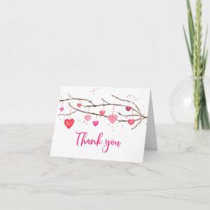 Carte De Remerciements Coeurs d'aquarelle rouge rose Anniversaire