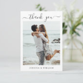 Carte De Remerciements Coeurs De Mariage Simplement Élégants Photo Simple (Debout devant)