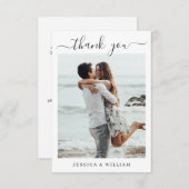 Carte De Remerciements Coeurs De Mariage Simplement Élégants Photo Simple (Devant / Derrière)