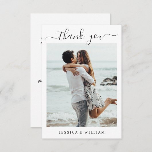 Carte De Remerciements Coeurs De Mariage Simplement Élégants Photo Simple (Devant / Derrière)