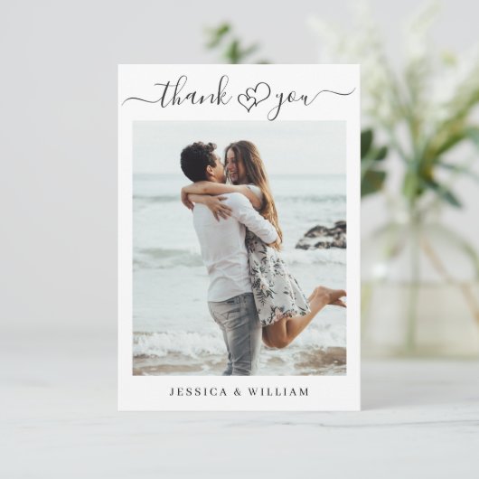 Carte De Remerciements Coeurs De Mariage Simplement Élégants Photo Simple (Debout devant)
