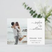 Carte De Remerciements Coeurs De Mariage Simplement Élégants Photo Simple (Debout devant)