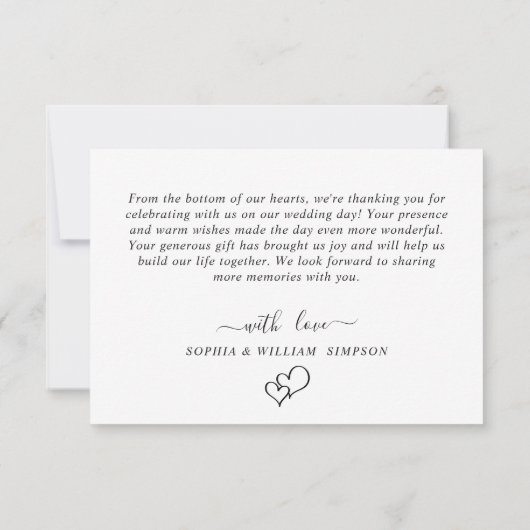 Carte De Remerciements Coeurs De Mariage Simplement Élégants Photo Simple (Dos)