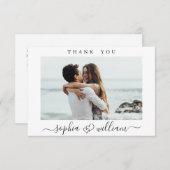 Carte De Remerciements Coeurs De Mariage Simplement Élégants Photo Simple (Devant / Derrière)