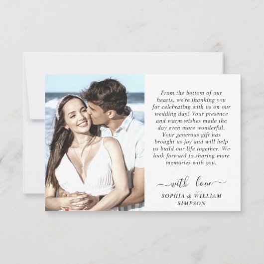 Carte De Remerciements Coeurs de mariage tout simplement élégants Simple  (Dos)