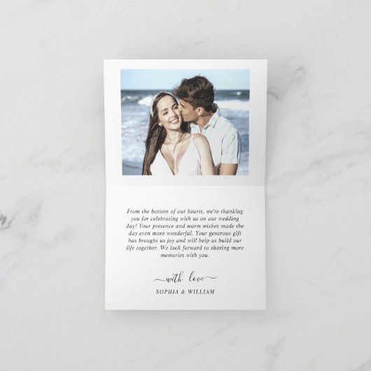 Carte De Remerciements Coeurs de mariage tout simplement élégants Simple  (Intérieur)