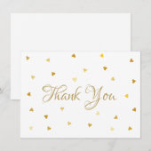 Carte De Remerciements Cœurs de remerciement en écriture dorée Confettis (Devant / Derrière)