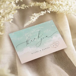 Carte De Remerciements Coeurs De Script Moderne Dans Le Mariage De La Pla
