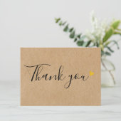 Carte De Remerciements Cœurs dorés élégant script kraft rustique (Debout devant)