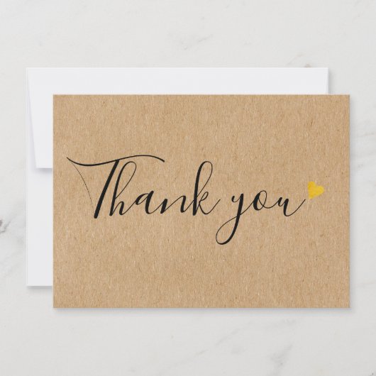 Carte De Remerciements Cœurs dorés élégant script kraft rustique (Devant)