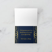 Carte De Remerciements Cœurs dorés sur fond bleu 50e anniversaire de mari (Intérieur)