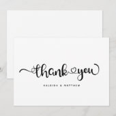 Carte De Remerciements Cœurs modernes Écriture manuscrite Mariage moderne (Devant / Derrière)