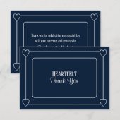 Carte De Remerciements Coeurs romantiques Moderne Bleu foncé Simple Maria (Devant / Derrière)