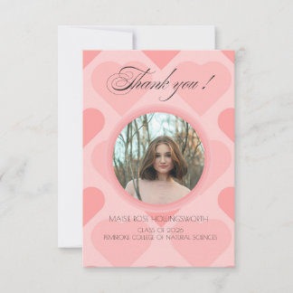 Carte De Remerciements Cœurs roses élégants remerciement de remise de dip