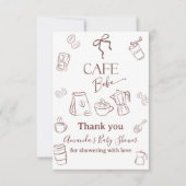 Carte De Remerciements Coffee Theme Cafe Bebe Brewing Bow Baby Shower (Devant)