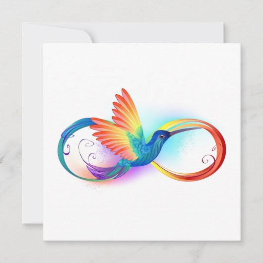 Carte De Remerciements Colibri arc-en-ciel avec symbole Infinity (Devant)
