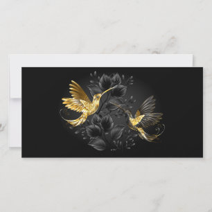 Carte De Remerciements Colibri noir et or