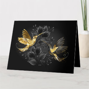 Carte De Remerciements Colibri noir et or