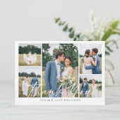 Carte De Remerciements Collage de 5 photos minimaliste écriture pinceau b (Debout devant)