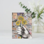 Carte De Remerciements Collage de papier floral Médias mixtes (Debout devant)