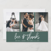 Carte De Remerciements Collage de photos à la main moderne Forest Green (Devant)