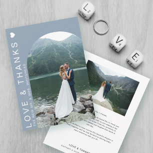 Carte De Remerciements Collage de photos d'amour moderne Bleu poussiéreux