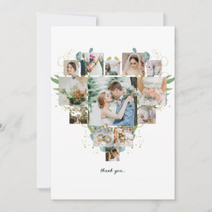 Carte De Remerciements Collage de photos de coeur Couple romantique Maria