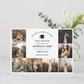 Carte De Remerciements Collage de photos de diplôme Enregistrer la date (Debout devant)