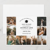 Carte De Remerciements Collage de photos de diplôme Enregistrer la date (Devant / Derrière)