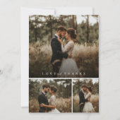 Carte De Remerciements Collage de photos de mariage à script minimal cœur (Devant)