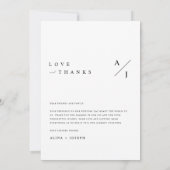 Carte De Remerciements Collage de photos de mariage à script minimal cœur (Dos)