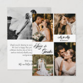 Carte De Remerciements Collage de photos de mariage de calligraphie éléga (Devant / Derrière)