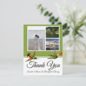 Carte De Remerciements Collage de photos de mariage élégant de colibri (Debout devant)