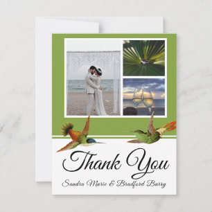 Carte De Remerciements Collage de photos de mariage élégant de colibri