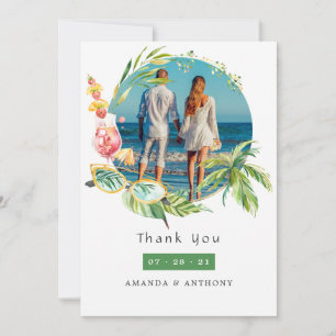 Carte De Remerciements Collage de photos de mariage en été