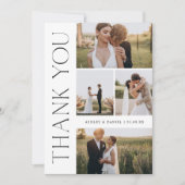 Carte De Remerciements Collage de photos de mariage moderne (Devant)