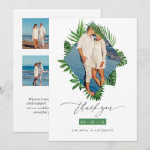Carte De Remerciements Collage de photos de mariage sur la plage tropical (Devant / Derrière)