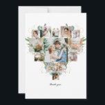 Carte De Remerciements Collage de photos du coeur Romantic Couple Mariage<br><div class="desc">Plusieurs photos forment cette belle forme de coeur. Eucalyptus,  parties scintillant d'or simulée et feuille (simulée). Simple et élégant.</div>
