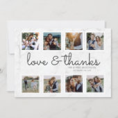 Carte De Remerciements Collage de photos en écriture Marble Amour & Remer (Devant)