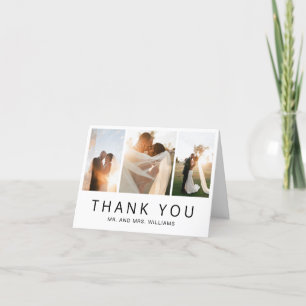 Carte De Remerciements Collage de photos minimaliste moderne de mariage s
