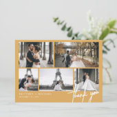 Carte De Remerciements Collage de photos moderne lettrage manuel jaune mo (Debout devant)