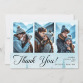 Carte De Remerciements Collage de trois photos moderne Mariage d'hiver (Devant)