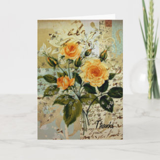 Carte De Remerciements Collage des Roses vintages