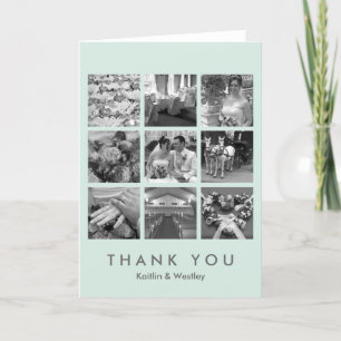 Carte De Remerciements Collage en grille de menthe frais 9 photos souveni
