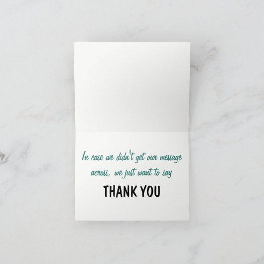 Carte De Remerciements Collage multilingue Vert Typographie Bleue (Intérieur)