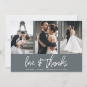 Carte De Remerciements Collage photo à la main moderne gris foncé (Devant)