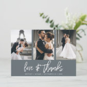 Carte De Remerciements Collage photo à la main moderne gris foncé (Debout devant)